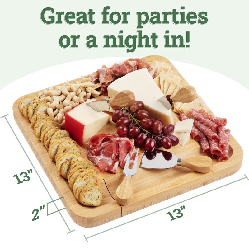 Dynamic Gear Charcuterie Board Gift Set, Bamboo Cheese Board With Cutlery, Includes Stainless Steel Serving Utensils, Cheese Platter and Serving Tray, Suitable for Wedding, Gift for Couples, and Housewarming Gifts - Image 5